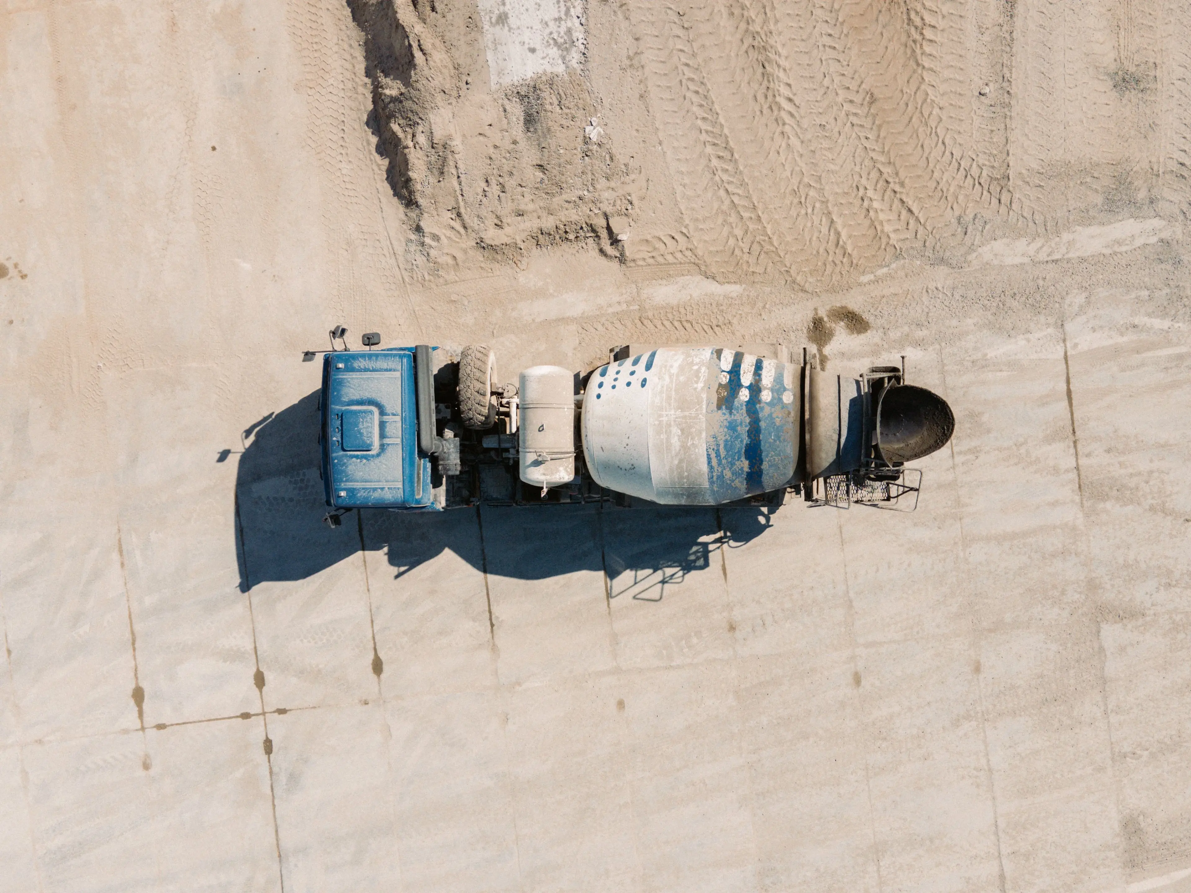 Ready-mix truck at a concrete batch plant